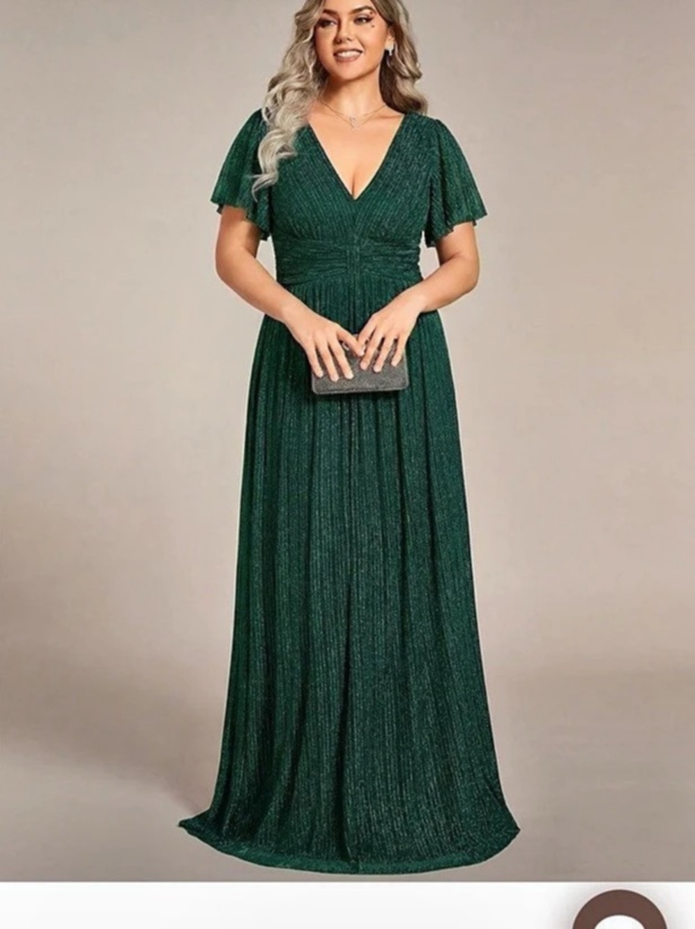 Ever Pretty V-Neck Glitter Short Sleeves Formal Evening Dress with Empire Waist - Picture 4 of 13
